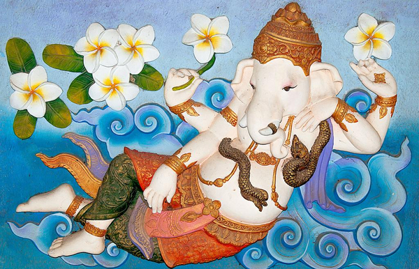 Sculpture sandstone of ganesha isolated on white background. Thi Ganesha myter hindu COLOURBOX7533248